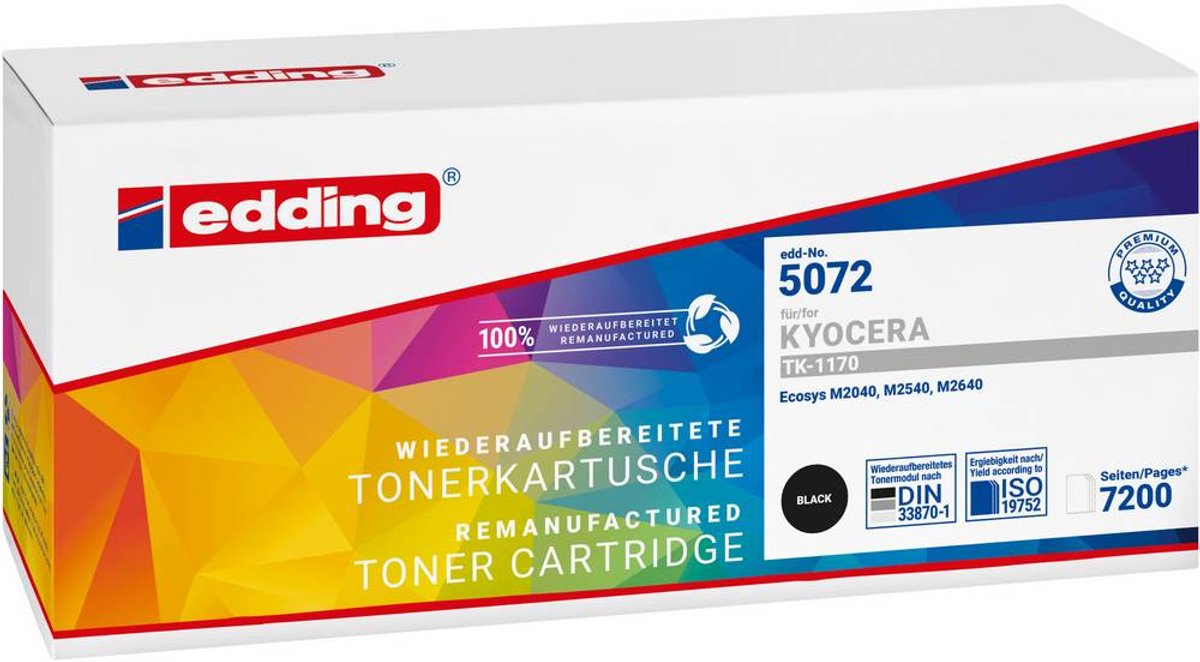 Edding Toner vervangt Kyocera TK-1170 Compatibel Zwart 7200 bladzijden EDD-5072 18-5072