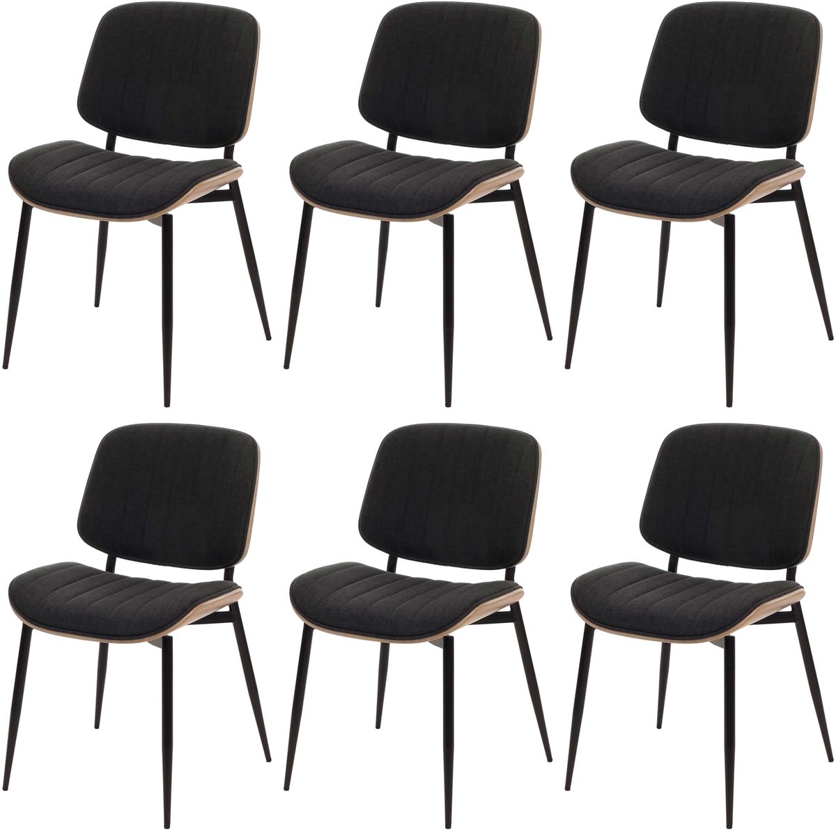 MCW Set van 6 eetkamerstoelen MCW-O44, keukenstoel, gebogen hout, stof (370 g/m²) MVG ~ naturel, donkergrijs