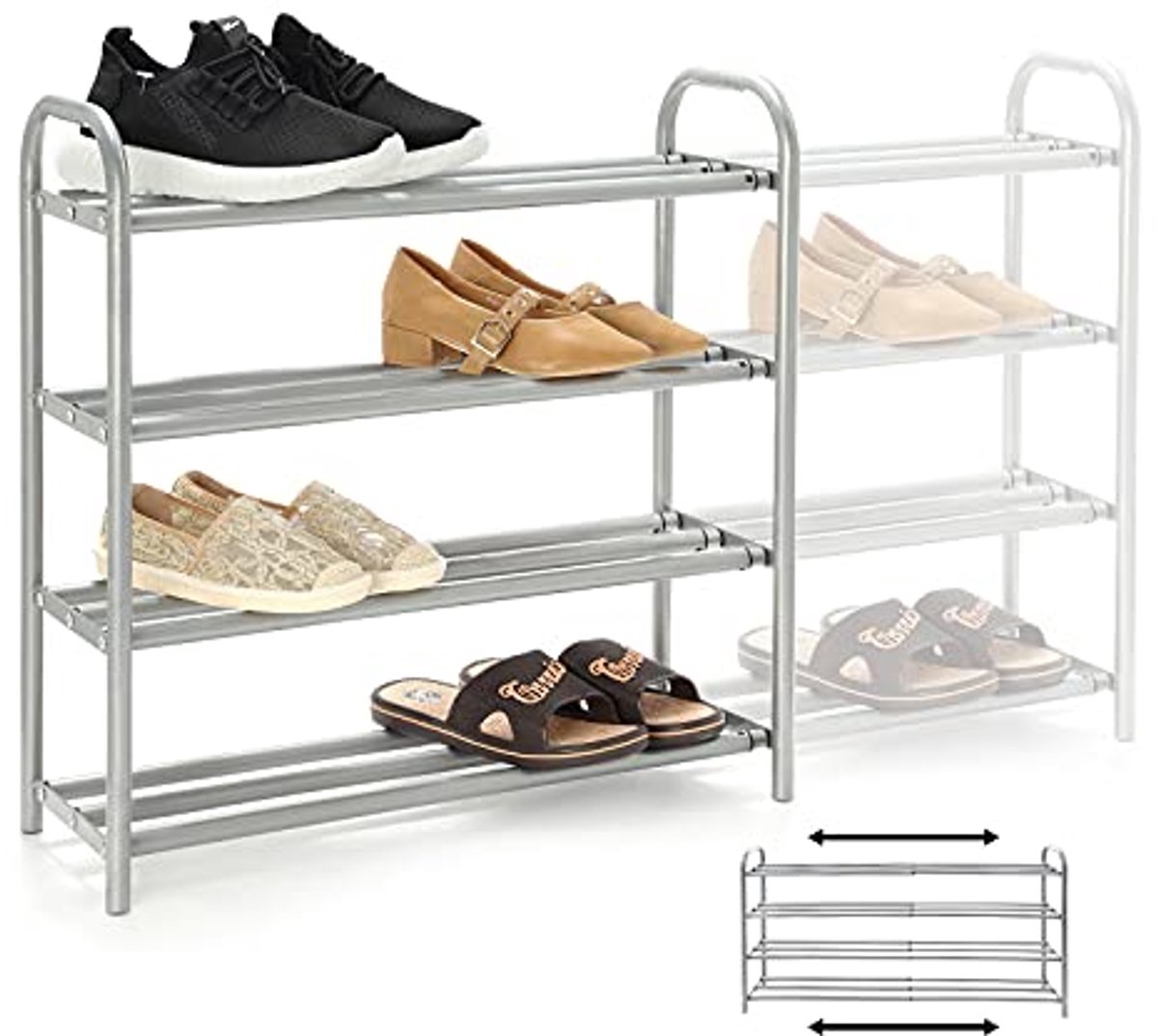 Uitschuifbaar 4 Laags Schoenenrek – Ruimtebesparende Organizer voor tot 20 Paar Schoenen