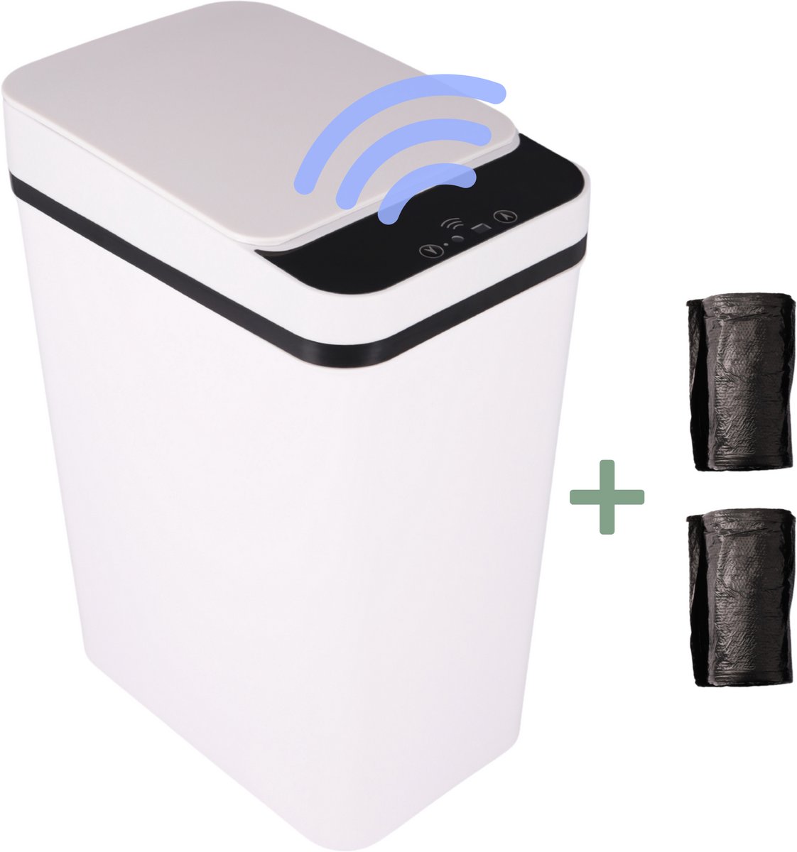 Goodly® mini prullenbak - sensor prullenbak - badkamer prullenbak - wc prullenbak - tafel vuilbakje - tafelprullenbakken - vuilbak - Incl. 40 zakjes - prullenbak 12l - wit
