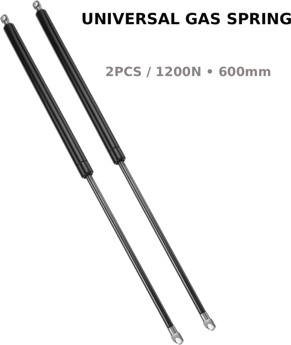 SONNENH Gasveer 1200N 600 mm - set van 2 - roestvrij staal - voor kofferbak, boot en meubels