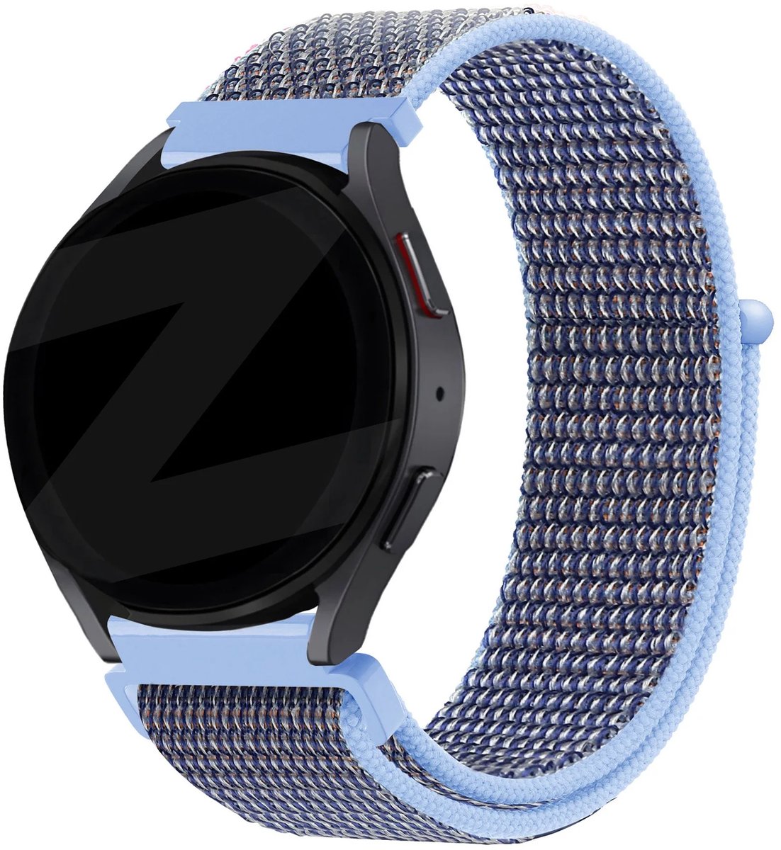 Bandz Hoogwaardige nylon band met klittenband - geschikt voor Garmin Vivoactive 6 / 5 / 3 / Vivomove HR / Style / Luxe / Sport / Trend / Forerunner 645 / 245 / 165 / 55 / Approach S12 / S40 / S42 / S44 / S50 / Venu SQ / SQ2 / 2Plus (azure blauw)