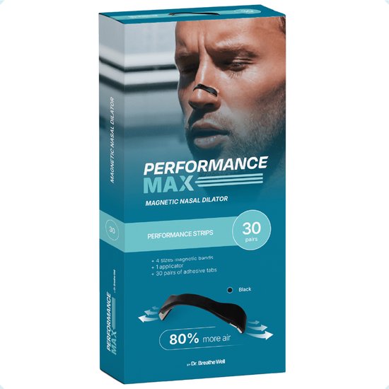 Performance Max - Magnetische Neusstrips - 30 Paar Neus Magneten - Sport Neusspreider - Anti Snurk Neusspreider - Neuspleisters Tegen Snurken - By Dr. Breathe Well - Simply the right choice!