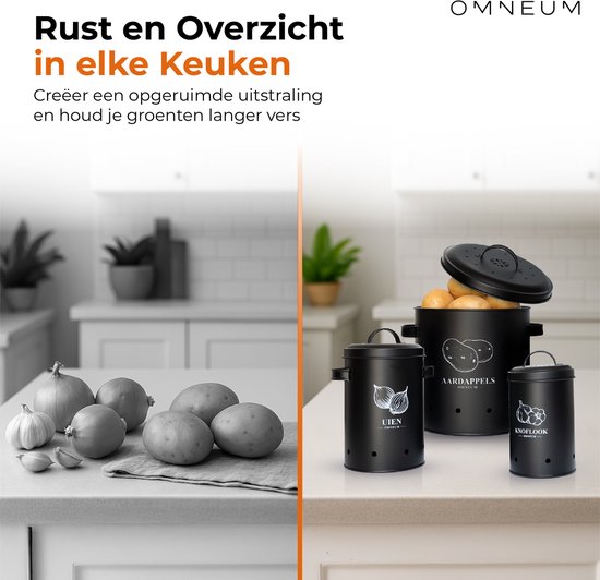 Omneum Luxe Voorraadpotten Set - Grote aardappelen, uien