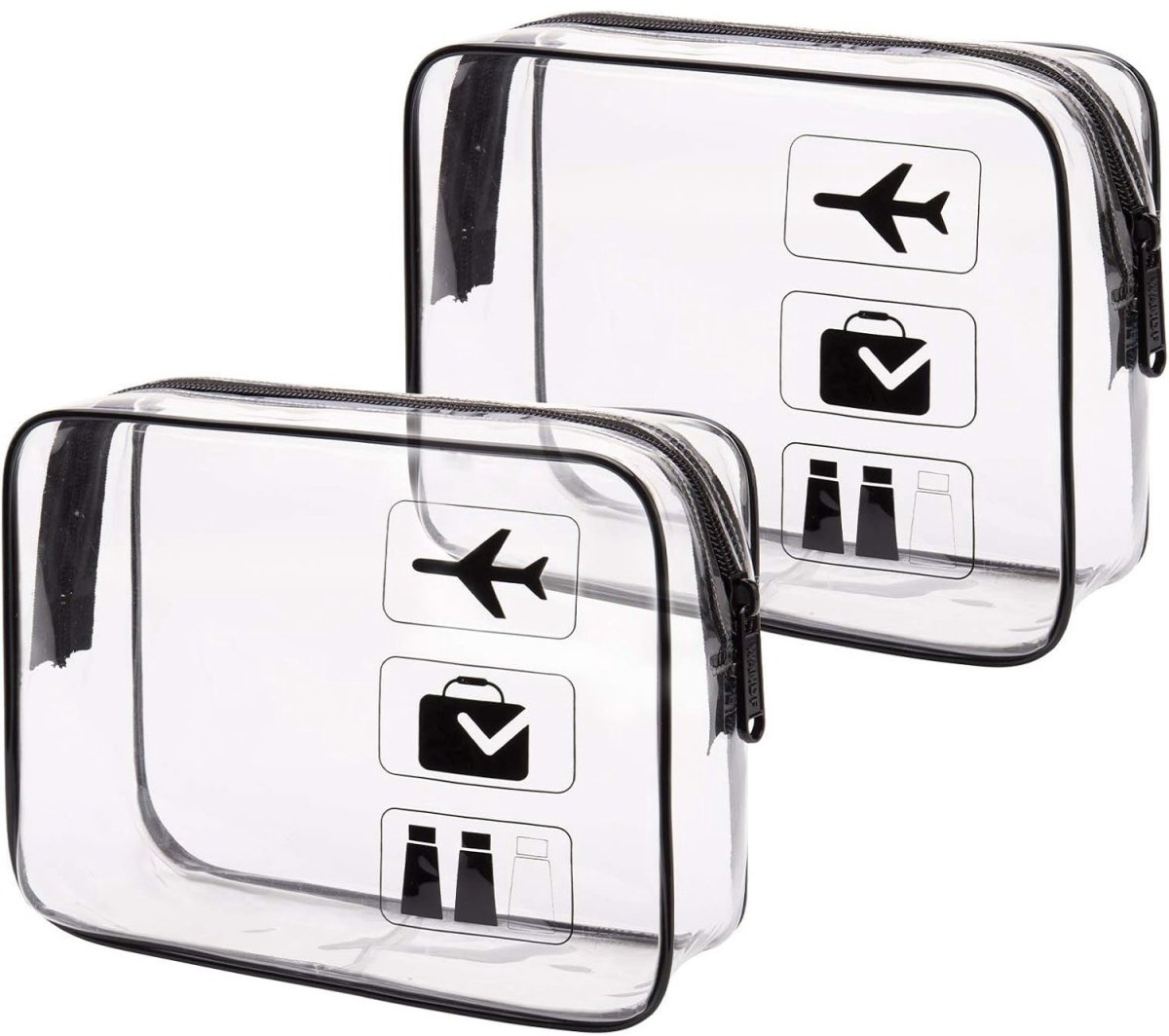 TOVBMUP Doorzichtige toilettassen - 2-pack - Toilettassen geschikt voor het vervoer van vloeistoffen - Doorzichtige make-uptassen - Handbagage reisaccessoire - Geschikt voor mannen en vrouwen - Doorzichtig