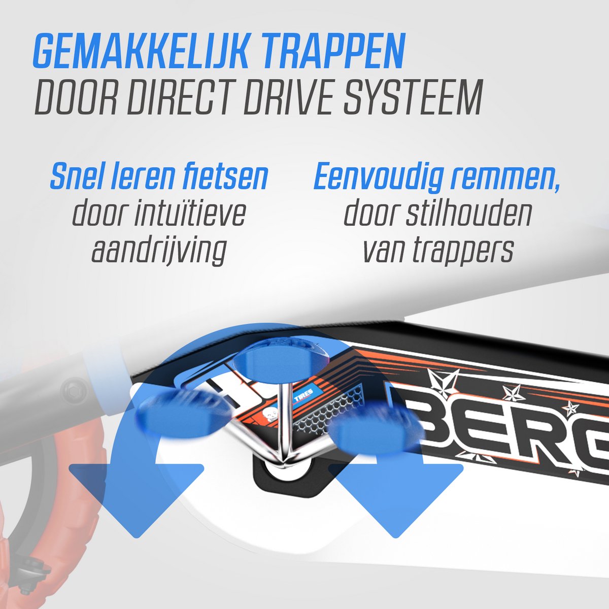 BERG Buzzy Nitro Skelter - 2+ jaar - Verstelbare Stoel - Veilige en Stabiele Wegligging - Blauw/Oranje — afbeelding 4