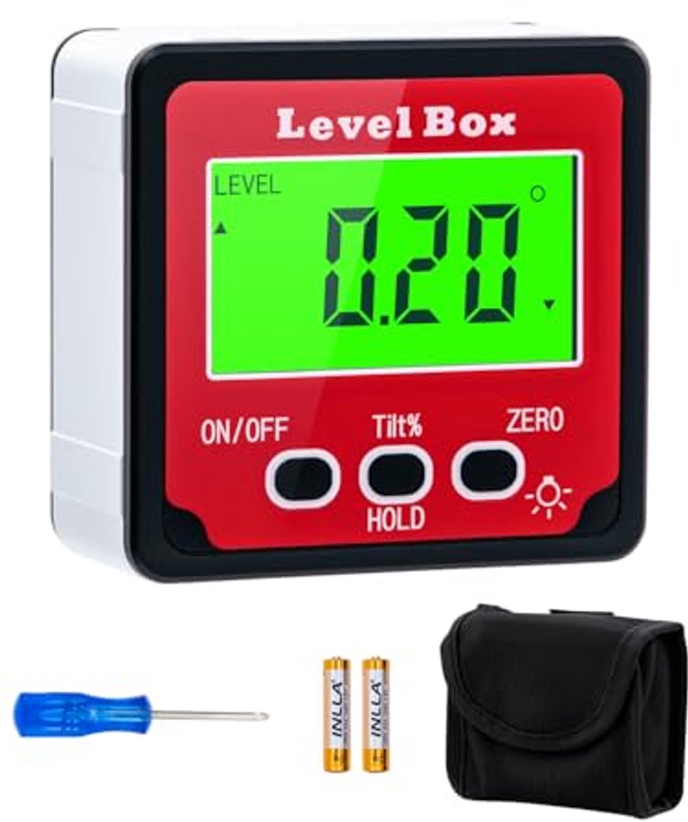 Digitale Hellingmeter 90° met LCD-Display en Magnetische Basis