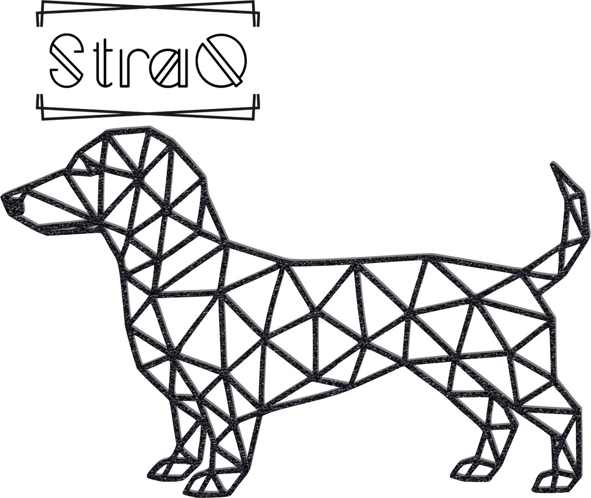 StraQ Zwarte Geometrische Teckel 24 cm - Hond - Muurdecoratie - Wandversiering - Wanddecoratie - Links