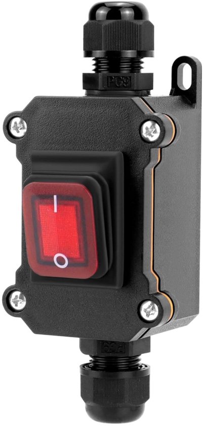 TOVBMUP IP65 waterdichte in-line kabelschakelaar - met rode indicator - 220V 30A - DPST-tuimelschakelaar - aan/uit-tuimelschakelaar met twee standen