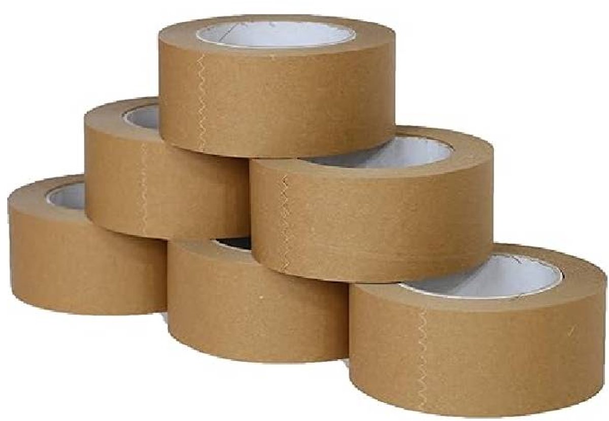 6 stuks milieuvriendelijke Kraft-papiertape- bruine verpakkingstape- biologisch afbreekbare verpakkingspapiertape- plasticvrij- volledig recyclebaar 20 mm * 16 m