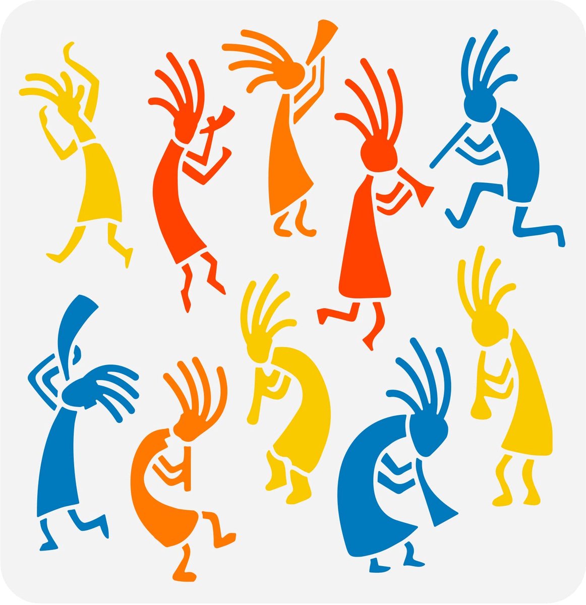 Afrikaanse Tribal Stencil 30X30Cm Kokopelli Tekening Schilderen Stencils Plastic Zuidwestelijke Kokopelli Vruchtbaarheid Fluit Speler Patroon Stencil Herbruikbare Stencils Voor Thuis