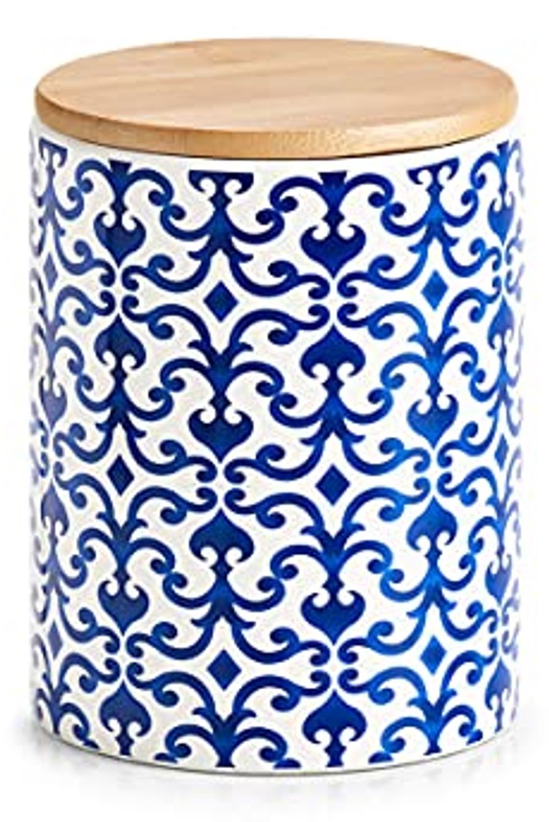 Trendy keramische voorraaddoos blauw/wit 900 ml