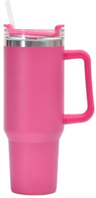 PRAOAHEI Thermobeker met rietje en handvat, 1180 ml, opgewaardeerd