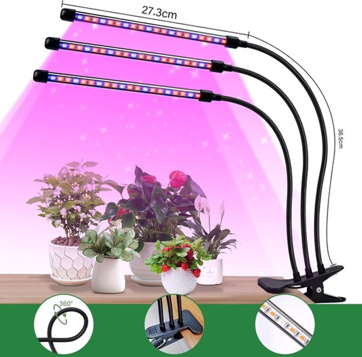 Pflanzenlampe LED,CNMTCCO 80 LEDs 4 Pflanzenleuchte Wachstumslampe 3 Licht-Modi & 10 Dimmstufen 360°Adjustable Schwanenhals ,3/9/12H Timer für große Pflanzen Blum