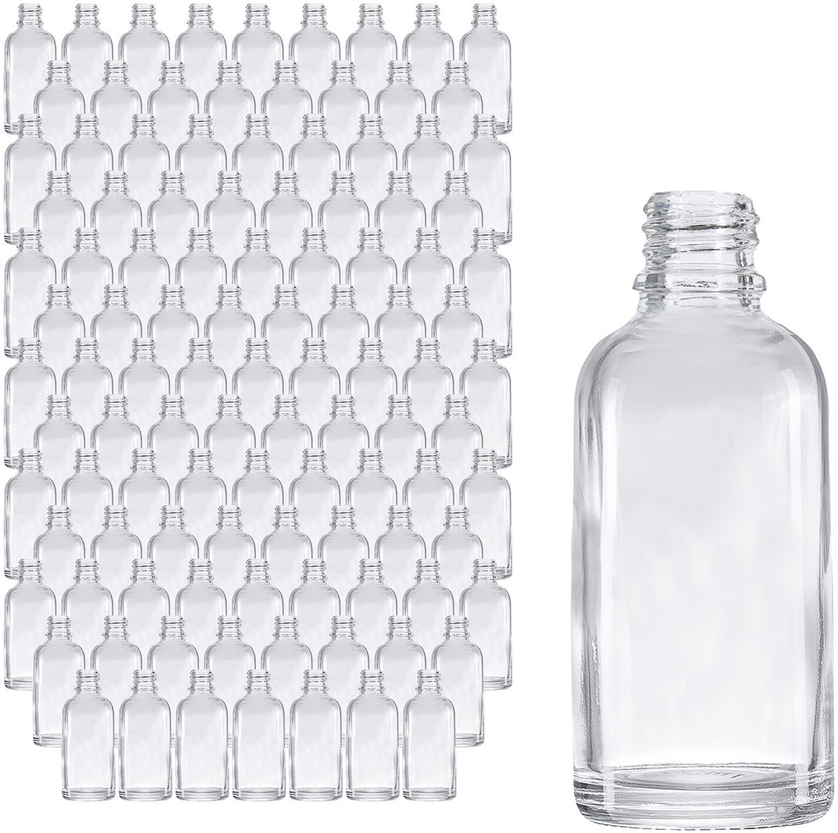 Oputec 143x 30ml heldere glazen flessen met GL18 schroefdraad – geurloos, herbruikbaar & vaatwasmachinebestendig