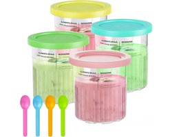 Bekers geschikt voor Ninja Creami Deluxe ijsmachine, Extra Bekers, Bakjes & Deksels - 4 stuks - containers compatibel met NC501EU & NC500EU Serie - BPA-vrij, vaatwasmachinebestendig, diverse kleuren