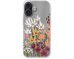 Case Company® - Hoesje geschikt voor iPhone 17 hoesje - Painted wildflowers - Soft Cover Telefoonhoesje - Bescherming aan alle Kanten en Schermrand