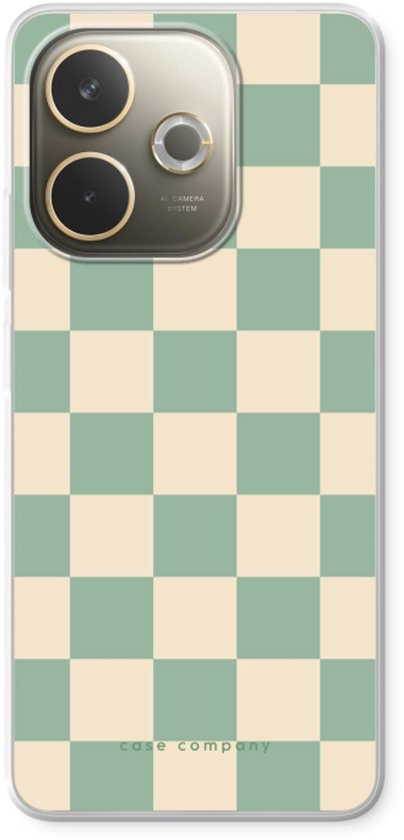 Étui Case Company® - Compatible avec Oppo A5 Pro - Motif à carreaux menthe - Coque souple - Protection intégrale et protection des bords de l'écran