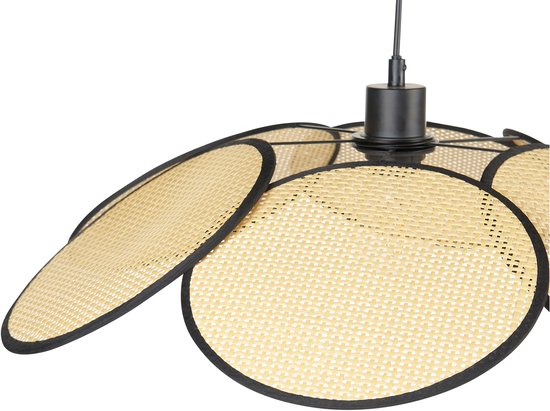 MEROO - Lampe à suspension - Zwart/ Naturel - Rotin