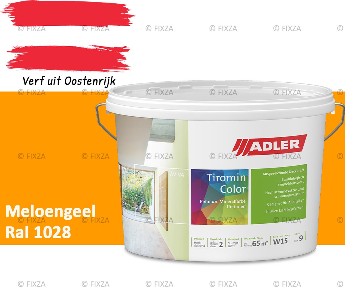 ADLER Aviva Tiromin-Color Silicaat Muurverf Binnen – 1 Liter – RAL 1028 Meloengeel, Hoogdekkende & Ademend – Ecologische Schimmelwerende Wandverf