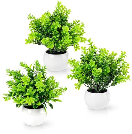 PASCH® Set van 3 kunstmatige hangplanten (60 cm) in wandvazen van wit