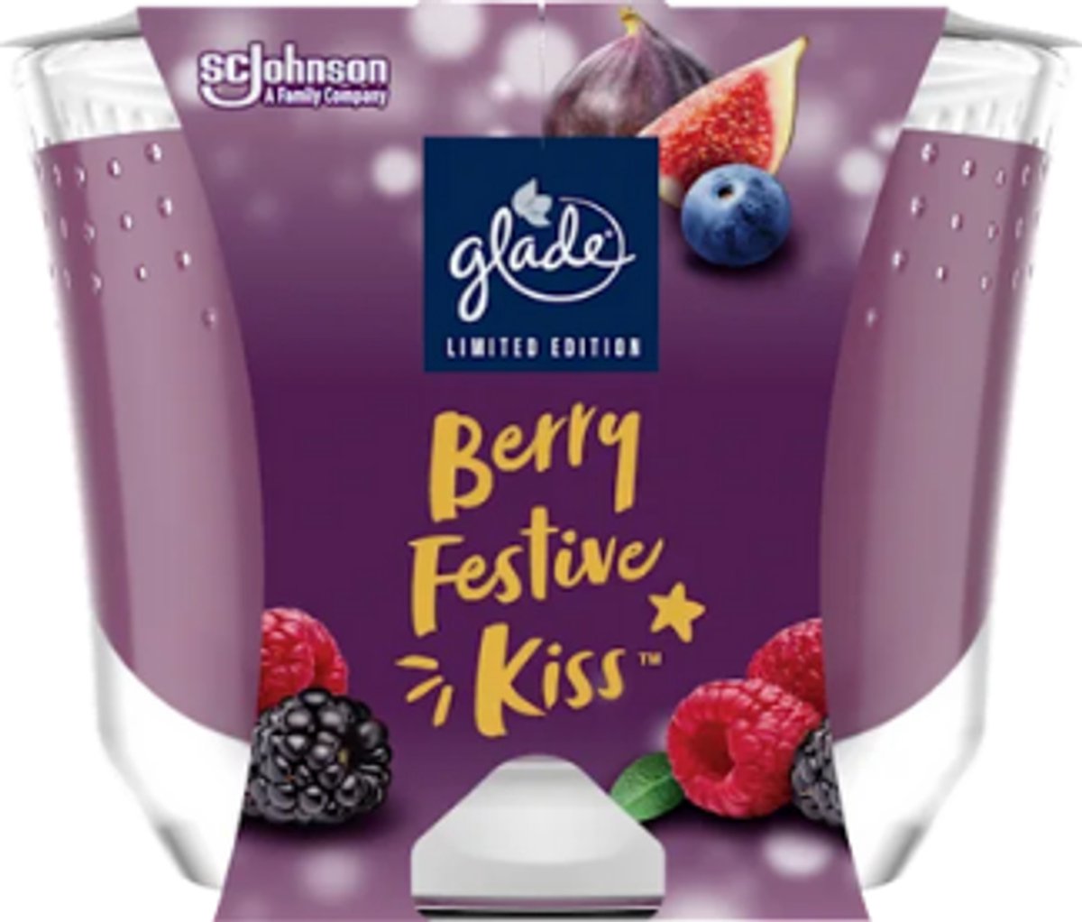 Kerst Geurkaars in Glas - Berry Festive Kiss - Glade | 1x 112g - Wintergeur Kaars in Glas - Brandduur: tot 30 uur