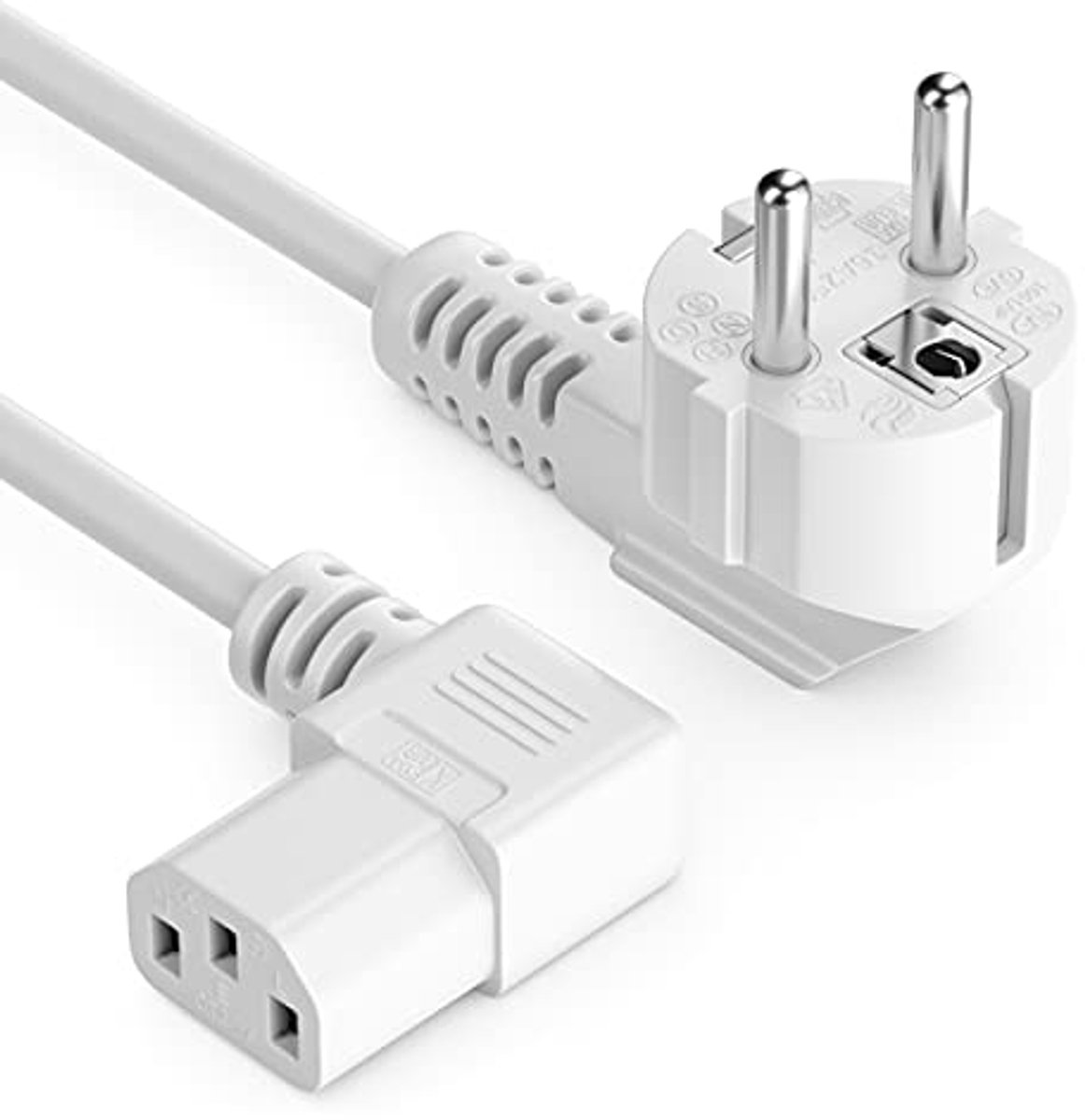 Image of 1m Voedingskabel Type F Haaks Stroomkabel voor PC Monitor Printer Projector - Wit