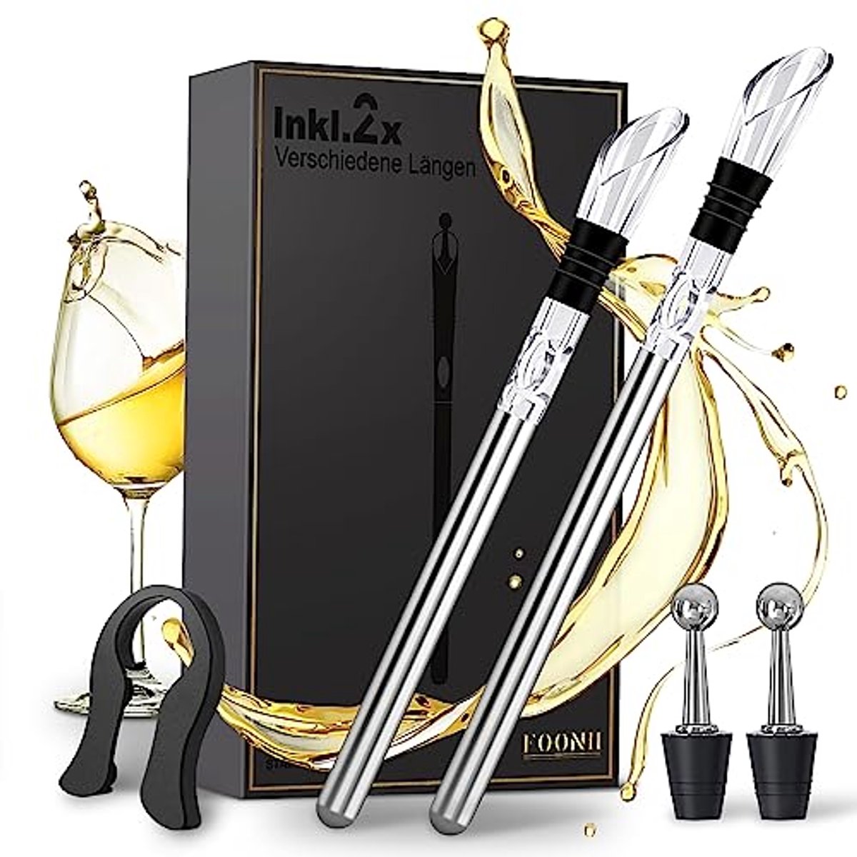 7-in-1 wijnkoelstaaf cadeau set met accessoires voor iedere fles
