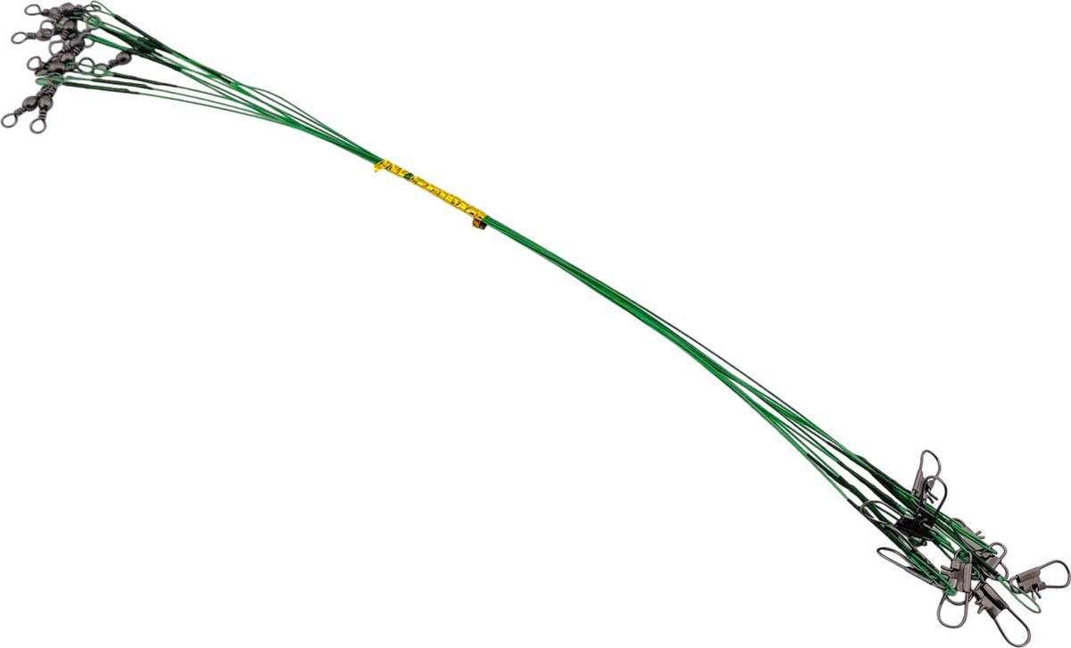 S&D | Stalen onderlijn vissen - 10 stuks - Groen - 14kg 25cm - Hengelsport - Voor roofvissen met kunstaas