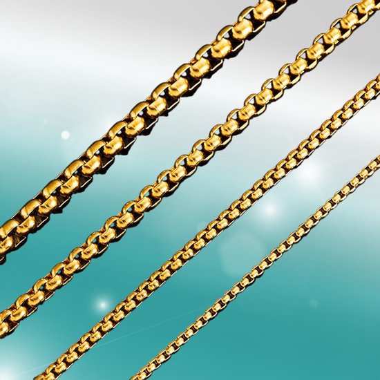 Aramat Jewels | Colliers | Chaîne Jasseron en acier couleur or | 50 cm / 2,5 mm |50 cm | | Acier | Adultes | Présent