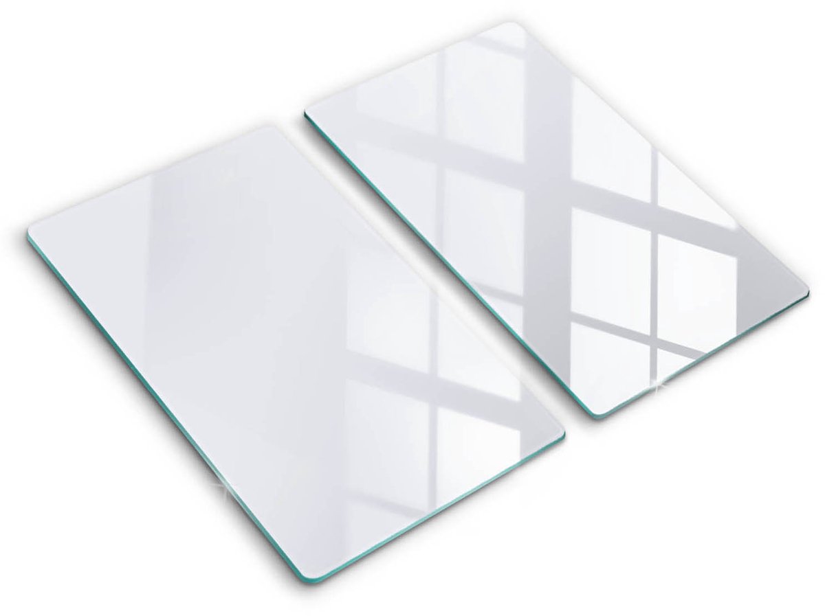 Wallfluent Glazen Snijplanken - Wit Snijplanken Glas - 2 stucks 30 cm x 52 cm - Wit Snijplanken van Glas - Glazen Snijplank - Glazen Snijplank Voor Keuken - Antislip Glazen Snijplank