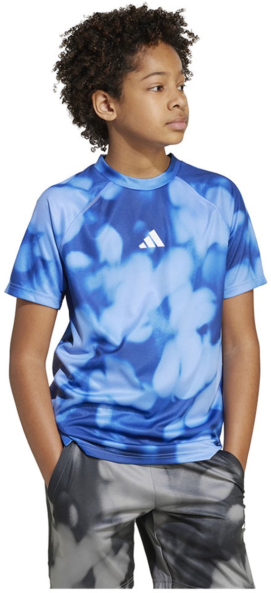 Adidas Training Allover Graphic T-shirt Met Korte Mouwen 15-16 Years Jongen Blauw