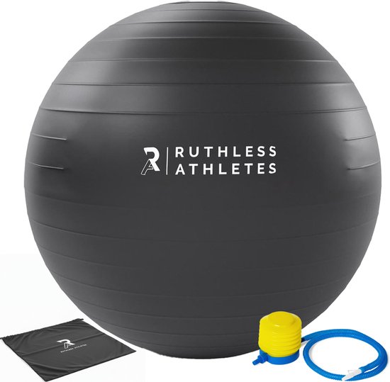 Ruthless Athletes - Yoga bal - Inclusief voetpomp en draagtas - 65cm stabiliteit fitness bal - Zwangerschapsbal- Duurzaam ontwerp zitbal