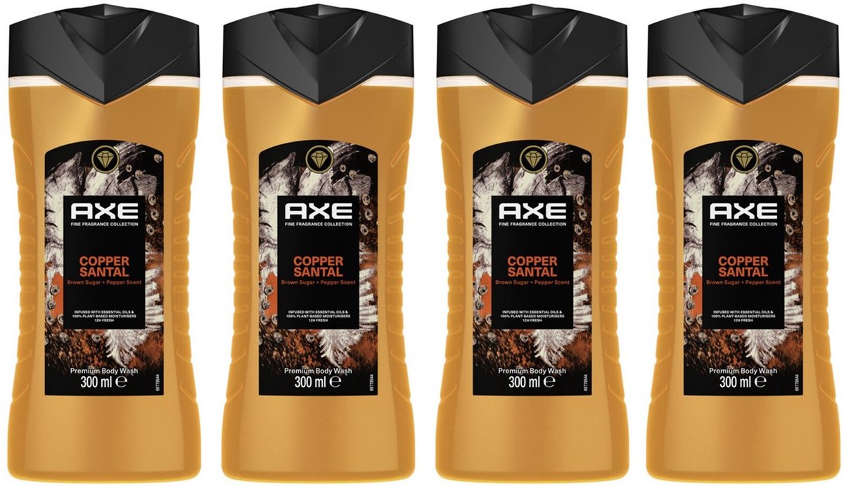 AXE Douchegel - Copper Santal - 4 x 300 ml - Voordeelverpakking
