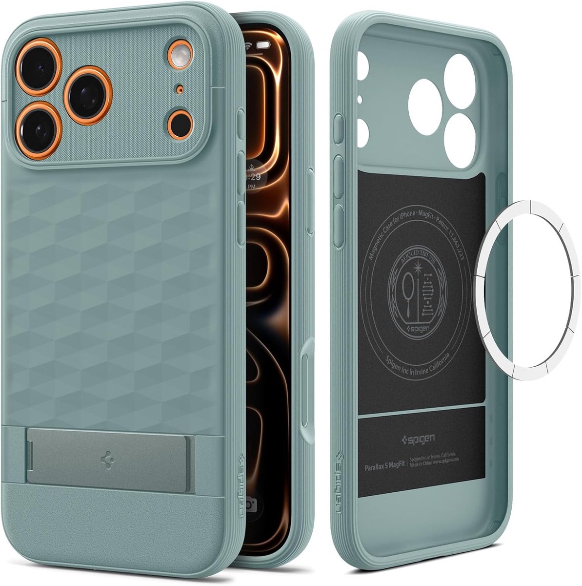 Spigen Geschikt voor Apple iPhone 17 Pro Max - Parallax S - Geschikt voor Mag - 3D-achterkantpatroon - Back Cover Hoesje - Sage Green