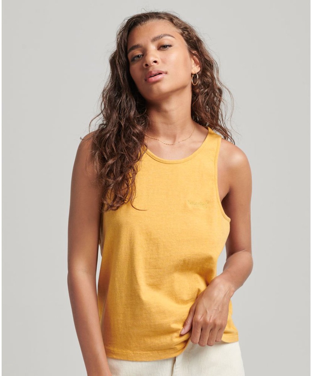 Superdry Vintage Logo Mouwloos T-shirt 2XS Vrouw Ochre Marl