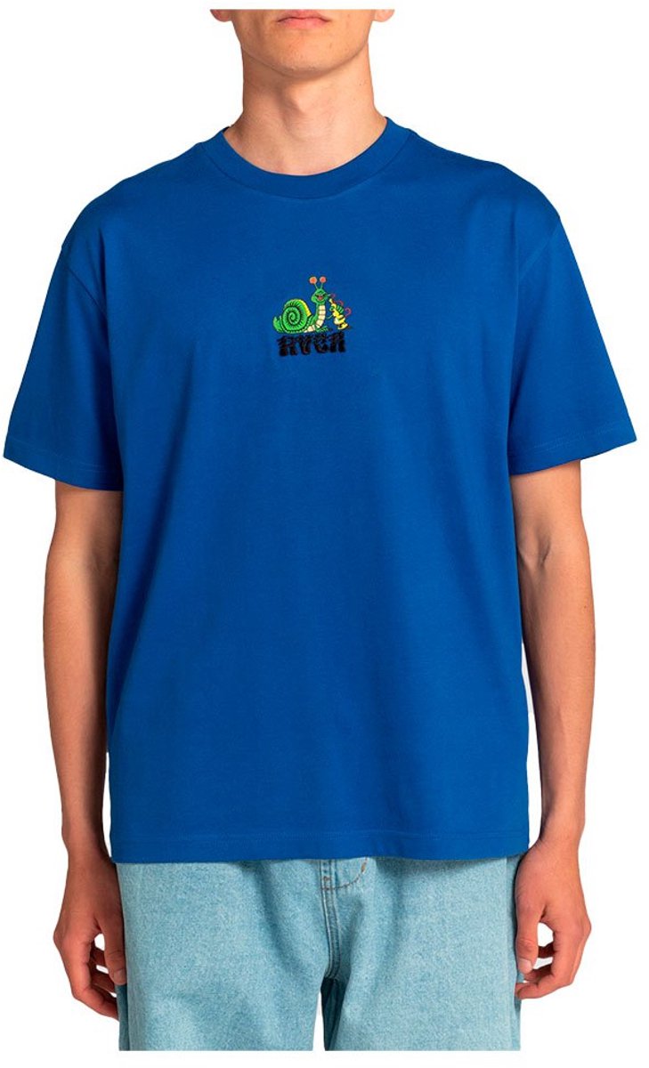 Rvca Hookah Snail T-shirt Met Korte Mouwen Blauw M Man