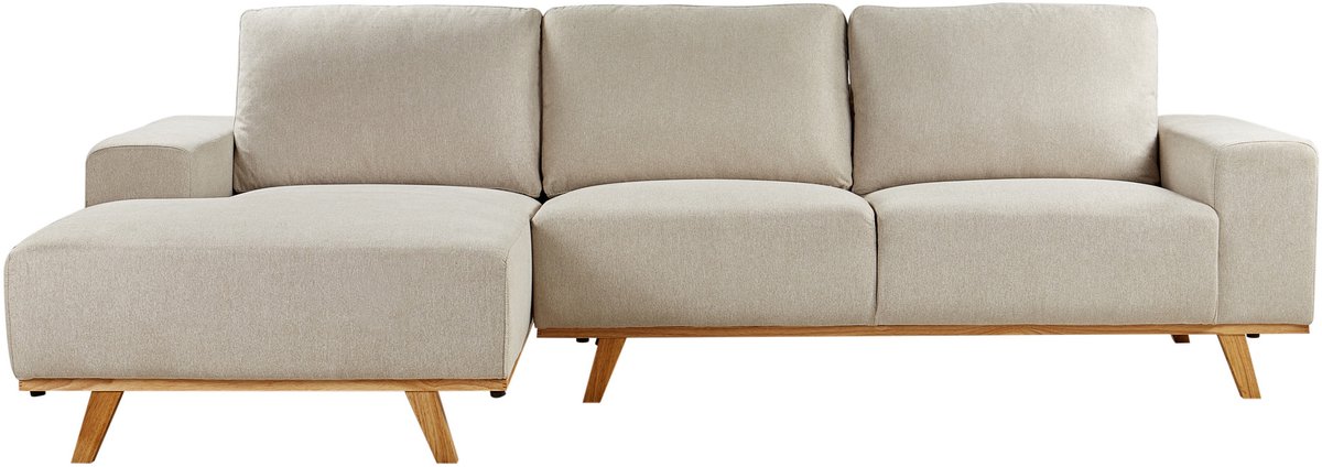 Beliani NORA - Hoekbank - Beige - Rechtszijdig - Polyester