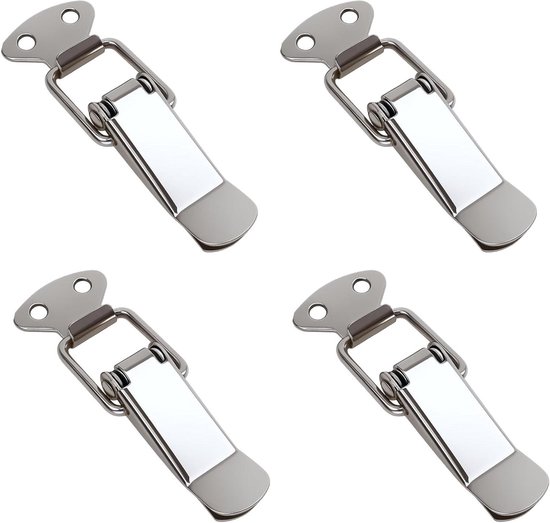 Allecto plus - Set de 4 attaches à bascule en acier inoxydable pour portes, fenêtres, armoires, couvercles - Attache à pression, attache pour boîte - Connecteurs de table, connecteurs de table - Déverrouillage rapide - Fiable et durable !