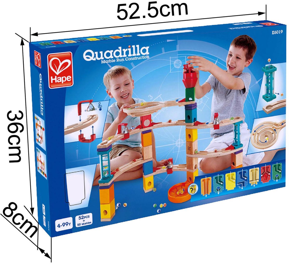 Hape Castle Escape Quadrilla Knikkerbaan – 102-delig bouwset met klokkjes en transparante trappen, vanaf 4 jaar — afbeelding 17