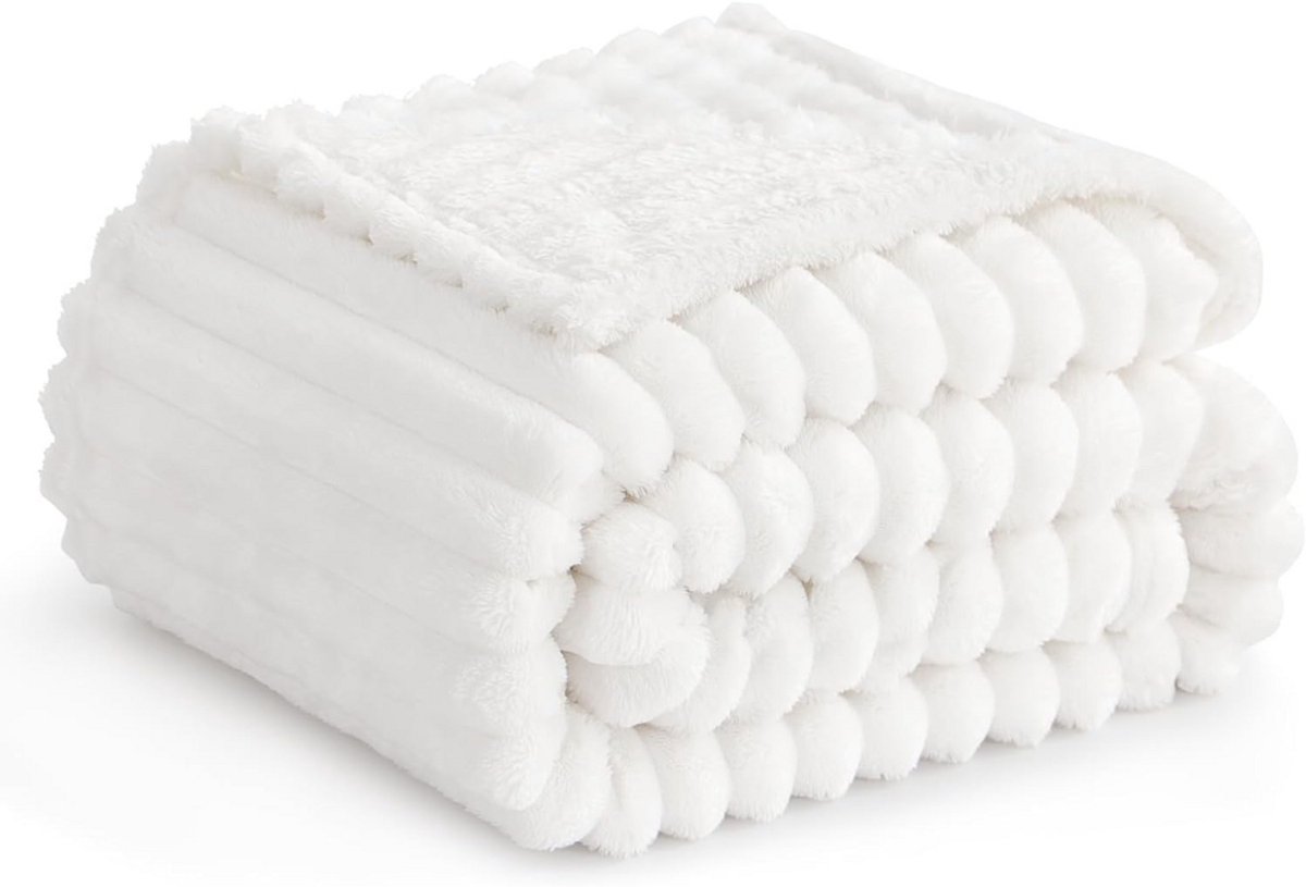 Fleece Deken - Zachte Plaid - Warmtedeken 150x200cm - Wit