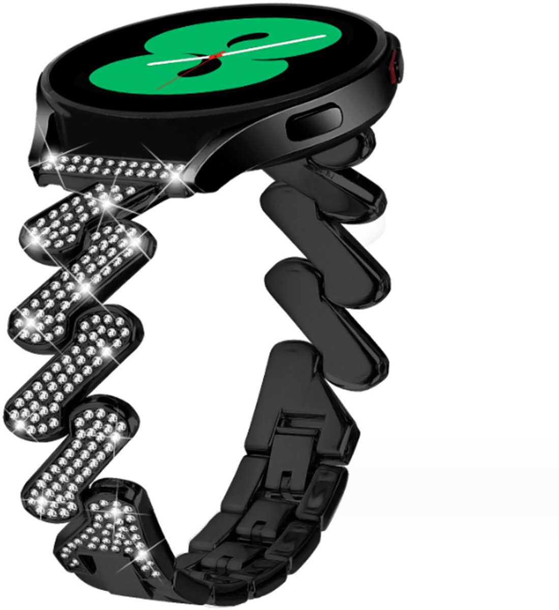 EYUSALL Smartwatch Watch Horlogeband - 20mm Armband voor Samsung Galaxy Watch- Stijlvolle Kettengeschikt,Zwart