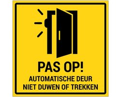 Automatische deur sticker binnenzijde raam - 10 x 10 cm