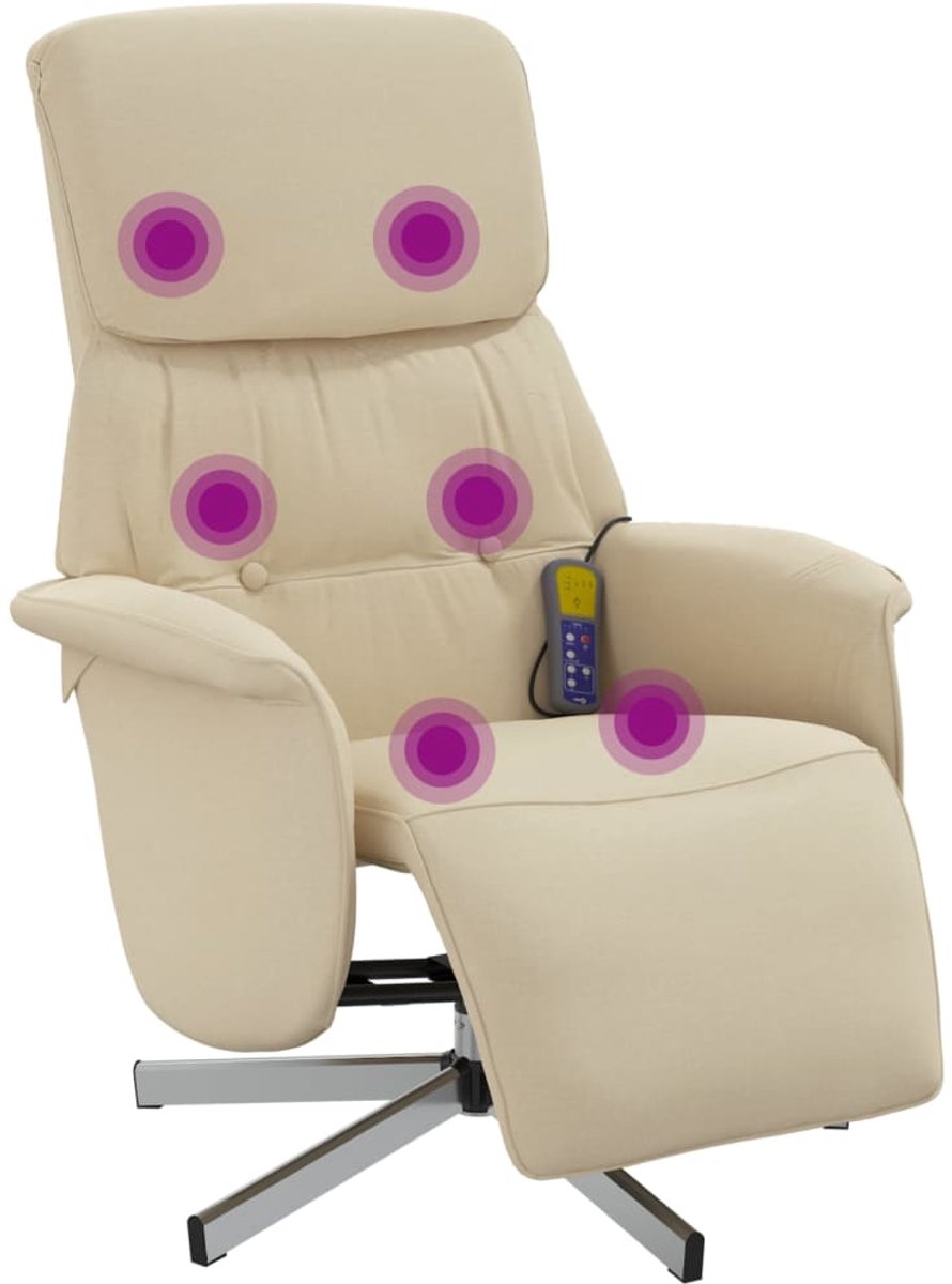 vidaXL Massagestoel Verstelbaar Crèmekleurig met Voetensteun