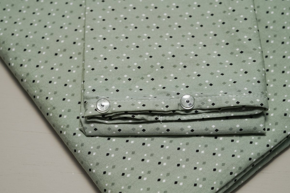 Peuter dekbedovertrek-120x150-oudgroen met ruitjes-handgemaakt-( Sweet baby Bedstraw )