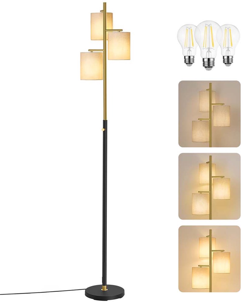 Staande Lamp - 3 Lampen & Instelbare Helderheid