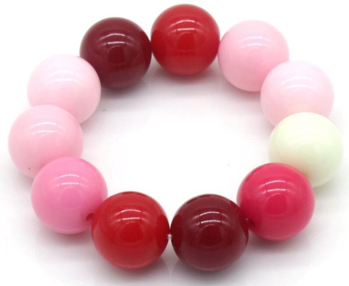 Armband Beaded - Kralenarmband - Roze, rode kralen - Romantisch - Trendalert! - Damesdingetjes