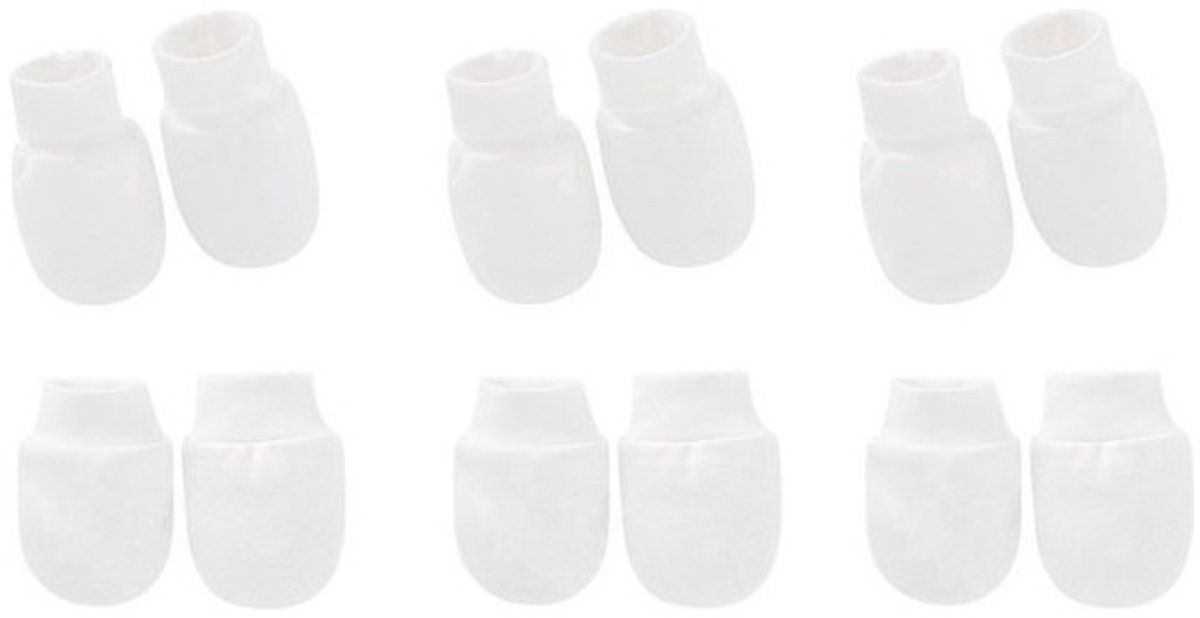 3-pack - Baby Newborn Krabwantjes en Slofjes - Effen Wit