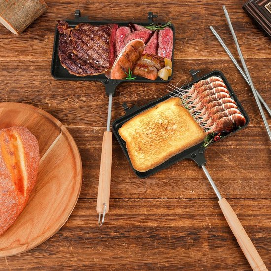 Dubbele Taartijzers, Non-Stick Taartijzers voor Kamperen Gietijzer met 4 Afneembare Handgrepen Draagbaar Kampvuur-Sandwichmaker Bergtaartmaker Kampvuurkookapparatuur Dubbele Taartijzers, Non-Stick Taartijzers voor Kamperen Gietijzer met 4 Afneembare Handgrepen Draagbaar Kampvuur-Sandwichmaker Bergtaartmaker Kampvuurkookapparatuur