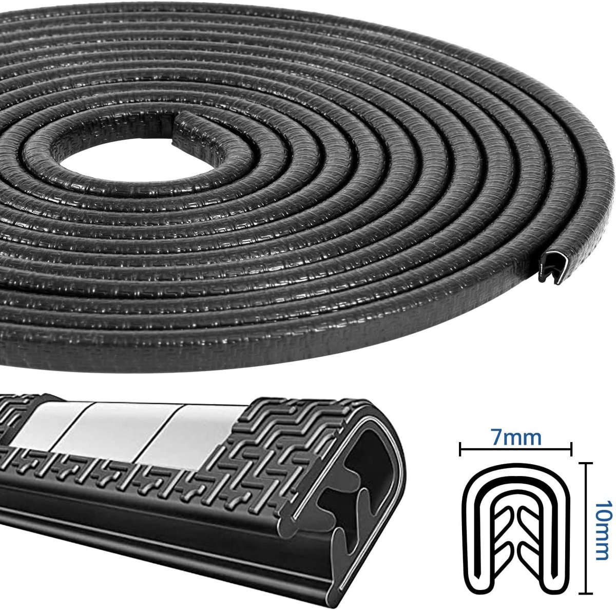 Randbescherming autodeur 10 m U-vorm rubber randbescherming auto rubberen afdichting zwart rubberen profiel